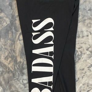 Torrid Black Leggings “BADASS” on right leg